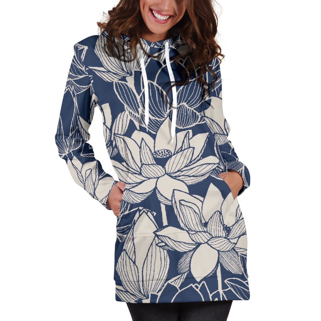 Water Lily Pattern Print Design WL04 Women Hoodie Dress