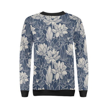 Water Lily Pattern Print Design WL04 Women Long Sleeve Sweatshirt-JorJune