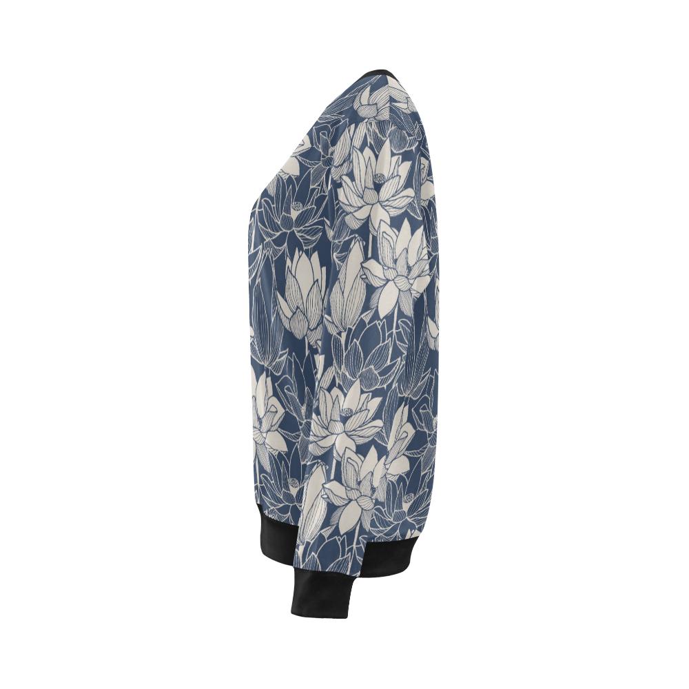 Water Lily Pattern Print Design WL04 Women Long Sleeve Sweatshirt-JorJune