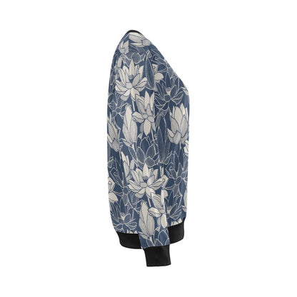 Water Lily Pattern Print Design WL04 Women Long Sleeve Sweatshirt-JorJune