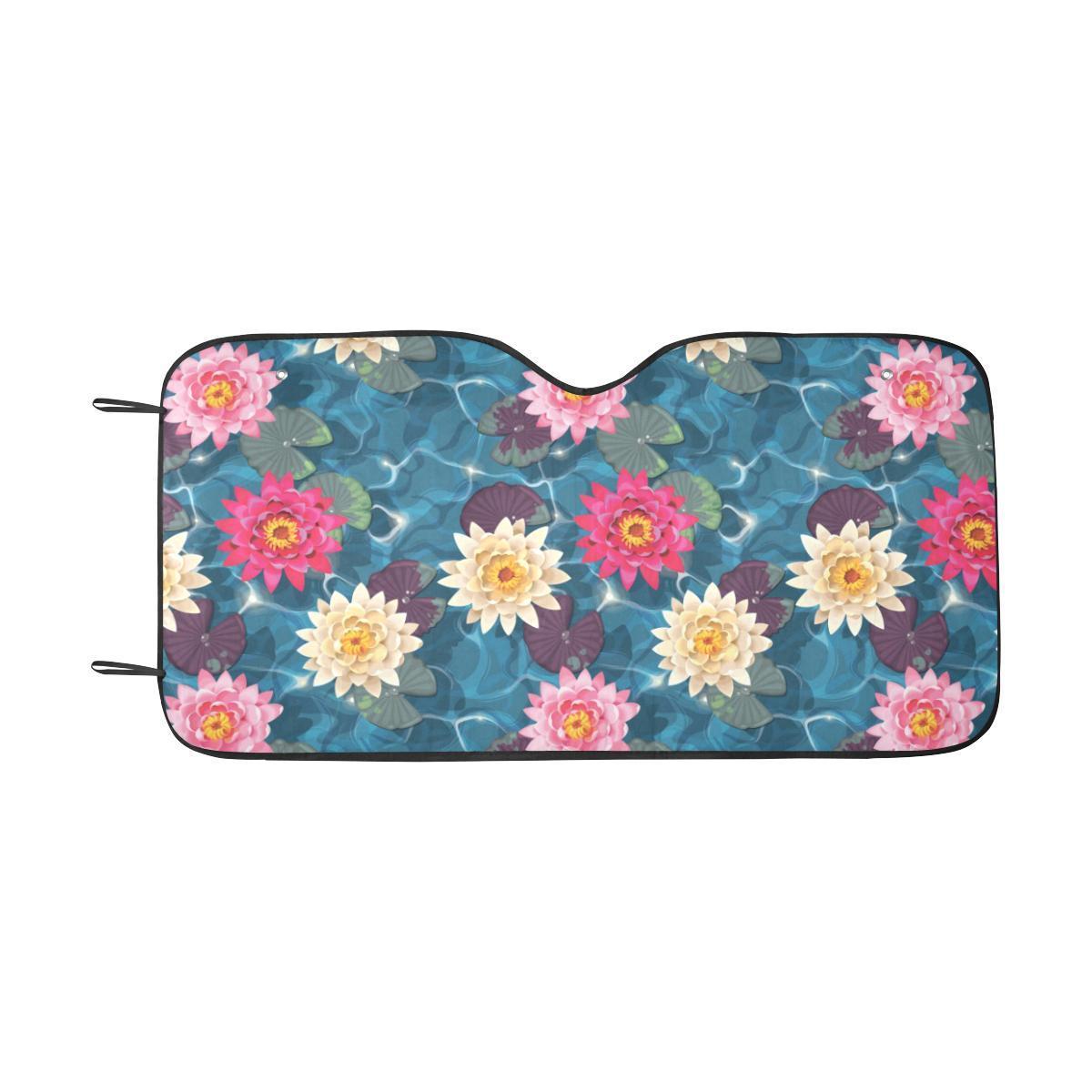 Water Lily Pattern Print Design WL05 Car Sun Shade-JorJune