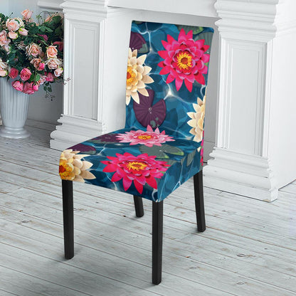 Water Lily Pattern Print Design WL05 Dining Chair Slipcover-JORJUNE.COM