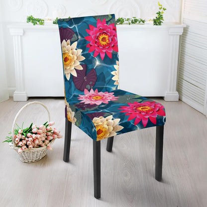 Water Lily Pattern Print Design WL05 Dining Chair Slipcover-JORJUNE.COM