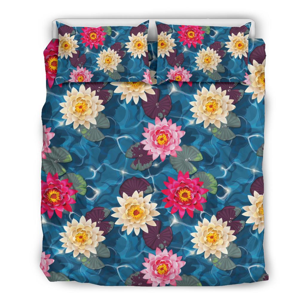 Water Lily Pattern Print Design WL05 Duvet Cover Bedding Set-JORJUNE.COM