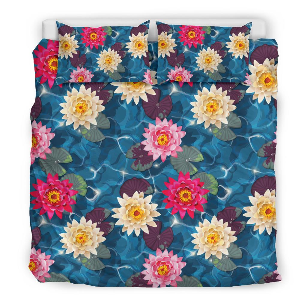 Water Lily Pattern Print Design WL05 Duvet Cover Bedding Set-JORJUNE.COM