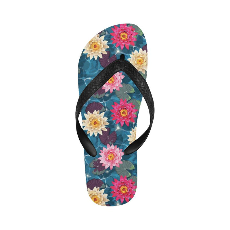 Water Lily Pattern Print Design WL05 Flip Flops-JorJune