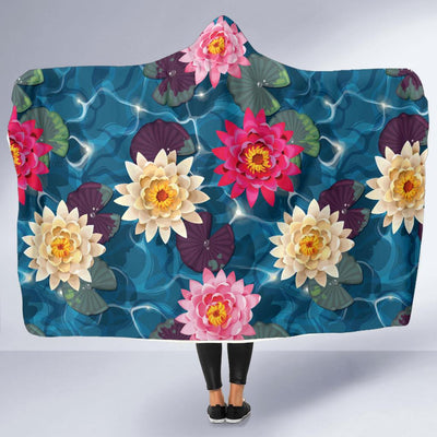 Water Lily Pattern Print Design WL05 Hooded Blanket-JORJUNE.COM