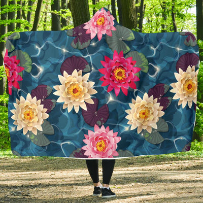 Water Lily Pattern Print Design WL05 Hooded Blanket-JORJUNE.COM