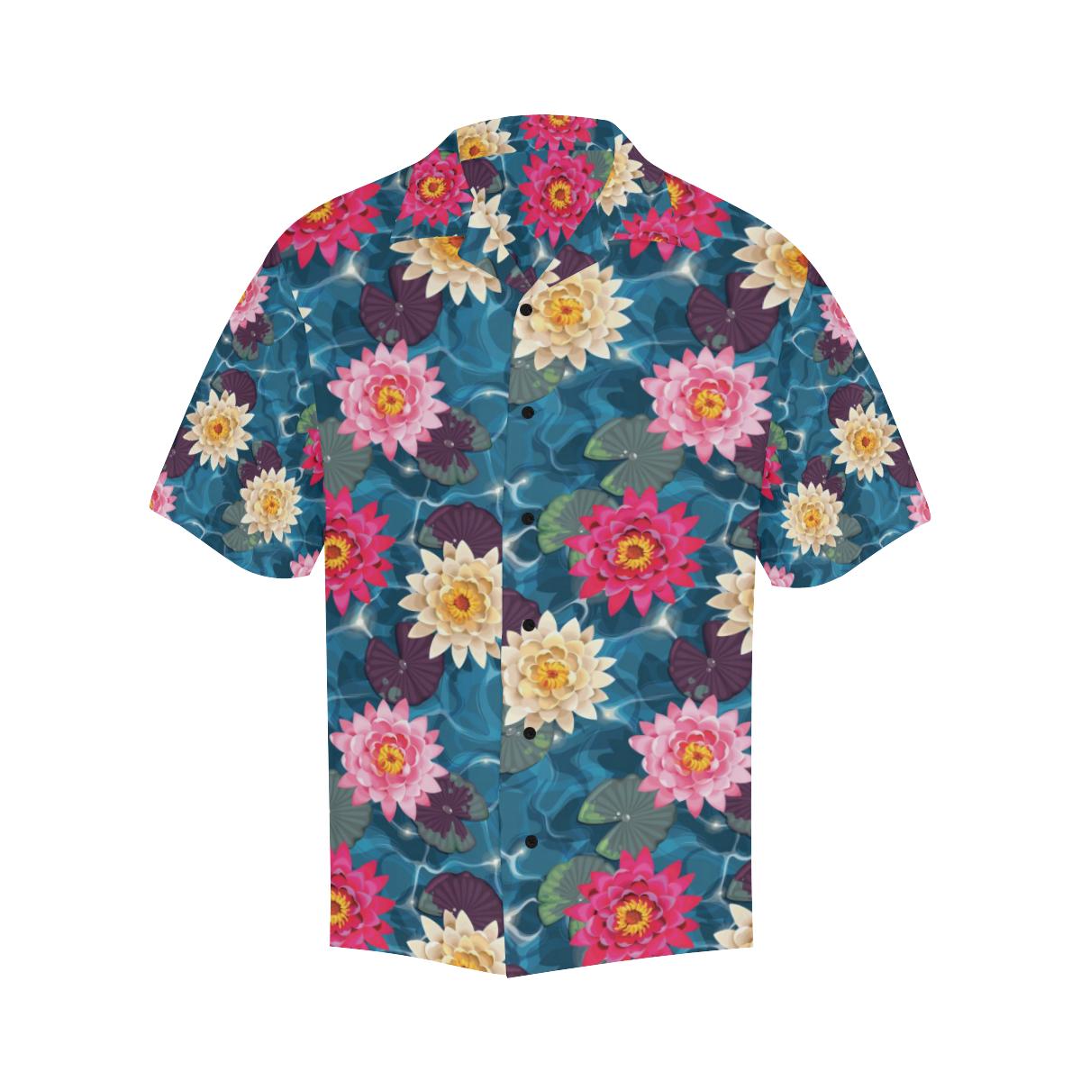 Water Lily Pattern Print Design WL05 Men Hawaiian Shirt-JorJune