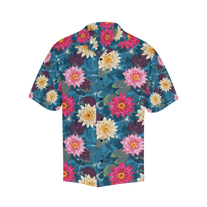 Water Lily Pattern Print Design WL05 Men Hawaiian Shirt-JorJune