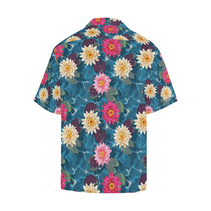 Water Lily Pattern Print Design WL05 Men Hawaiian Shirt-JorJune