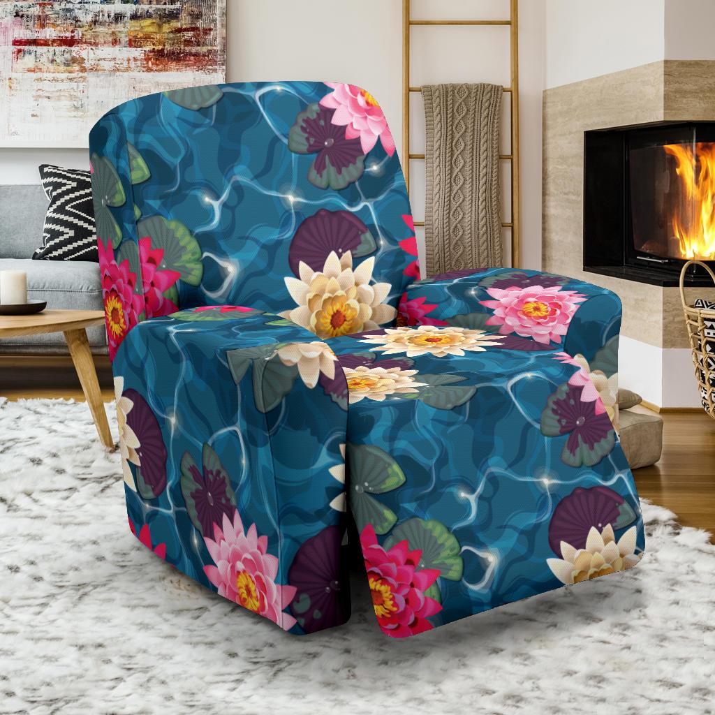 Water Lily Pattern Print Design WL05 Recliner Slipcover-JORJUNE.COM