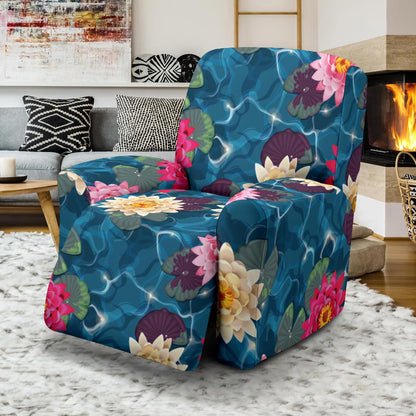 Water Lily Pattern Print Design WL05 Recliner Slipcover-JORJUNE.COM