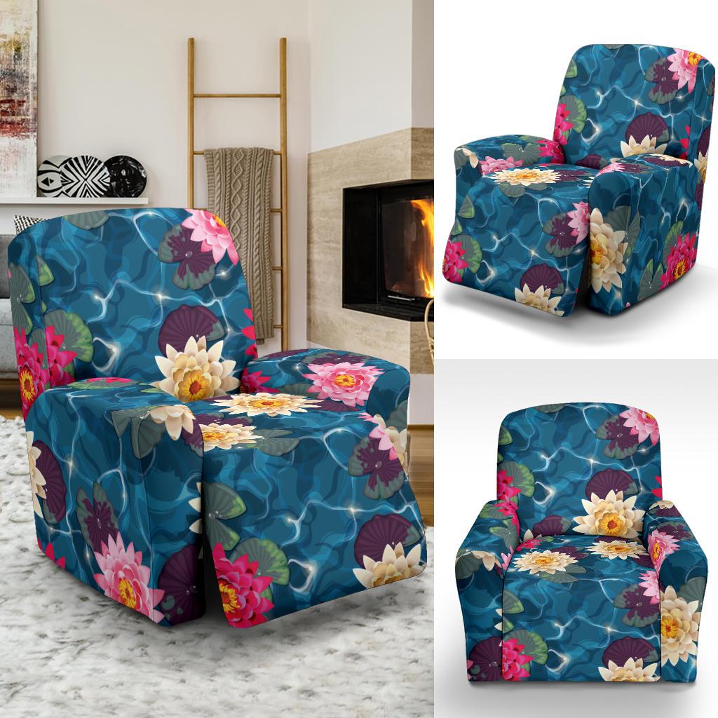 Water Lily Pattern Print Design WL05 Recliner Slipcover-JORJUNE.COM