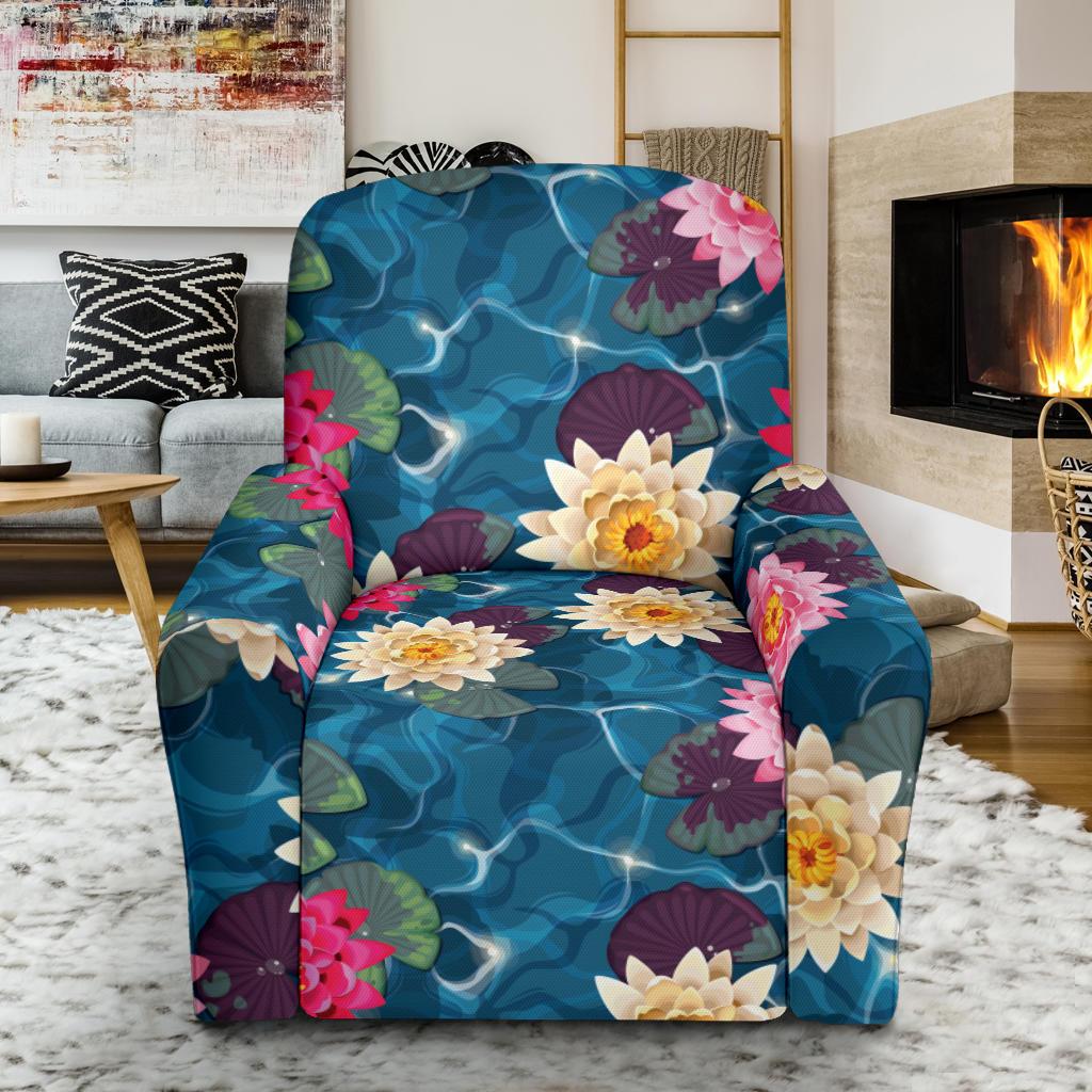 Water Lily Pattern Print Design WL05 Recliner Slipcover-JORJUNE.COM