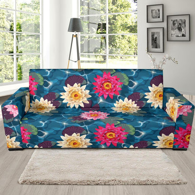 Water Lily Pattern Print Design WL05 Sofa Slipcover-JORJUNE.COM