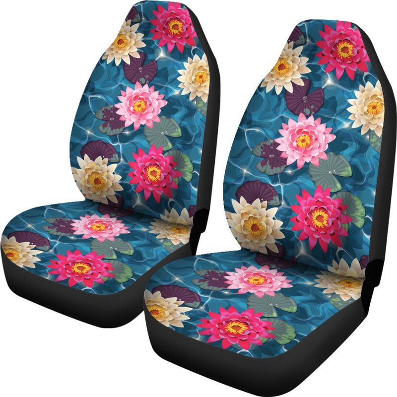 Water Lily Pattern Print Design WL05 Universal Fit Car Seat Covers-JorJune