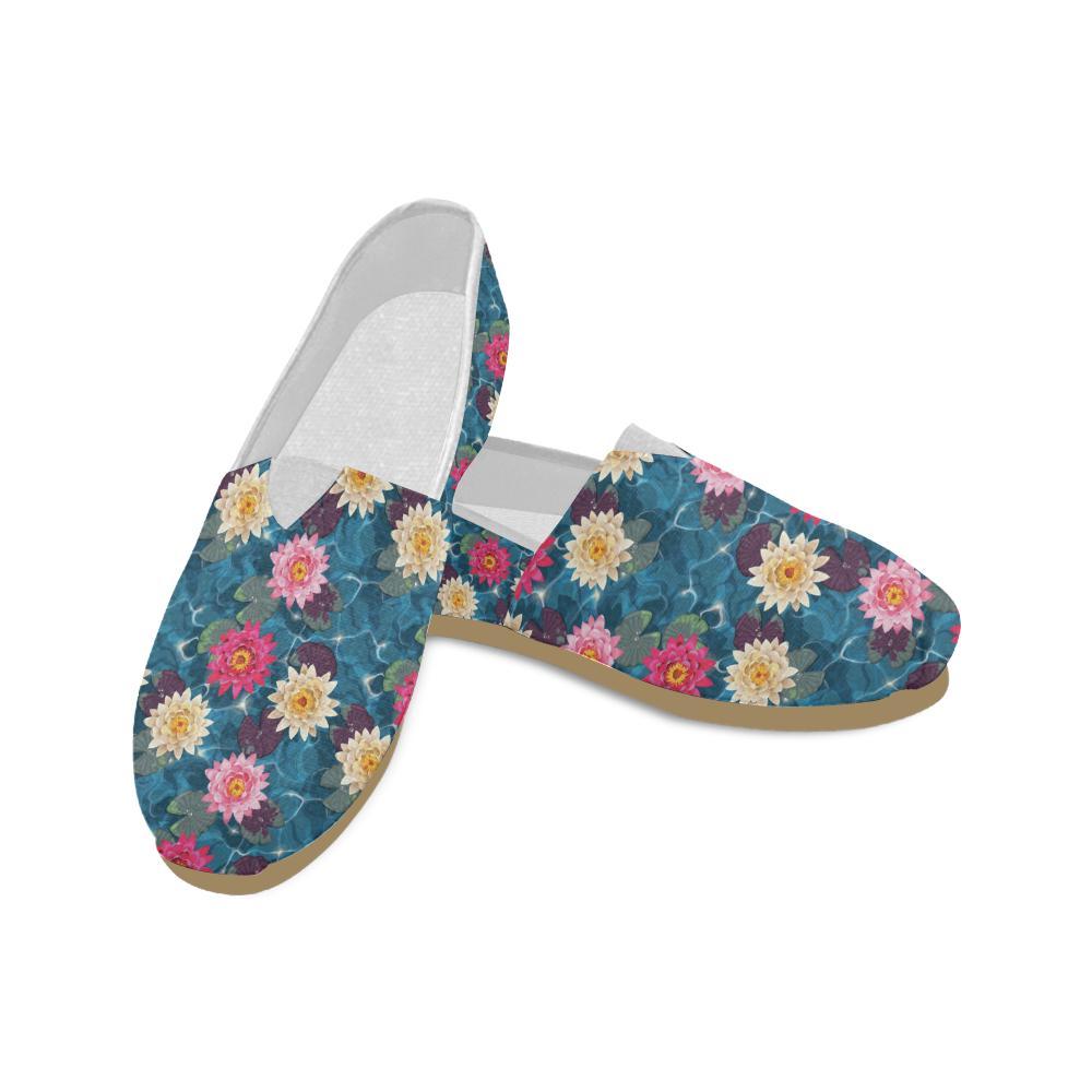 Water Lily Pattern Print Design WL05 Women Casual Shoes-JorJune.com