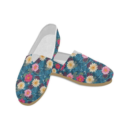 Water Lily Pattern Print Design WL05 Women Casual Shoes-JorJune.com