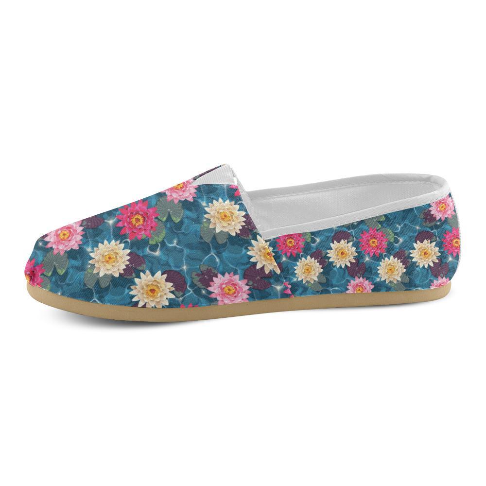 Water Lily Pattern Print Design WL05 Women Casual Shoes-JorJune.com