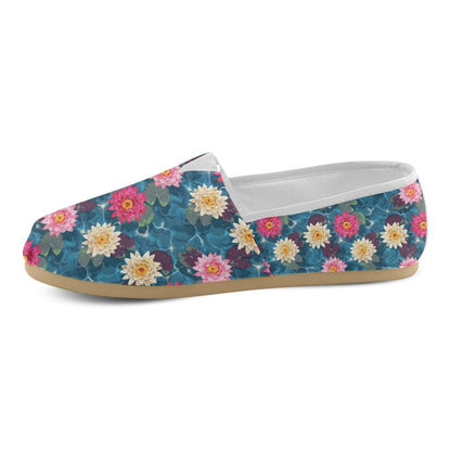 Water Lily Pattern Print Design WL05 Women Casual Shoes-JorJune.com