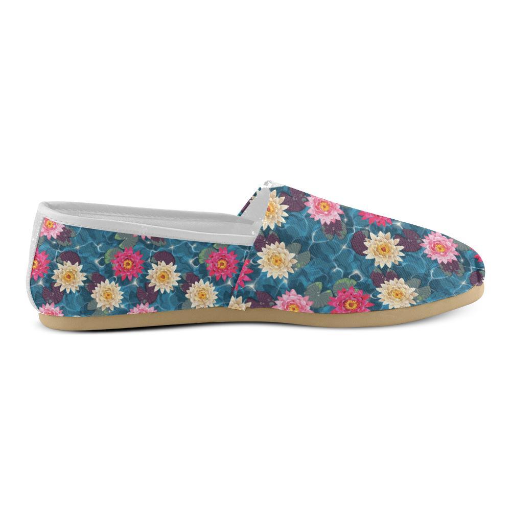 Water Lily Pattern Print Design WL05 Women Casual Shoes-JorJune.com