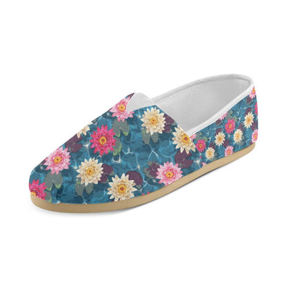 Water Lily Pattern Print Design WL05 Women Casual Shoes-JorJune.com