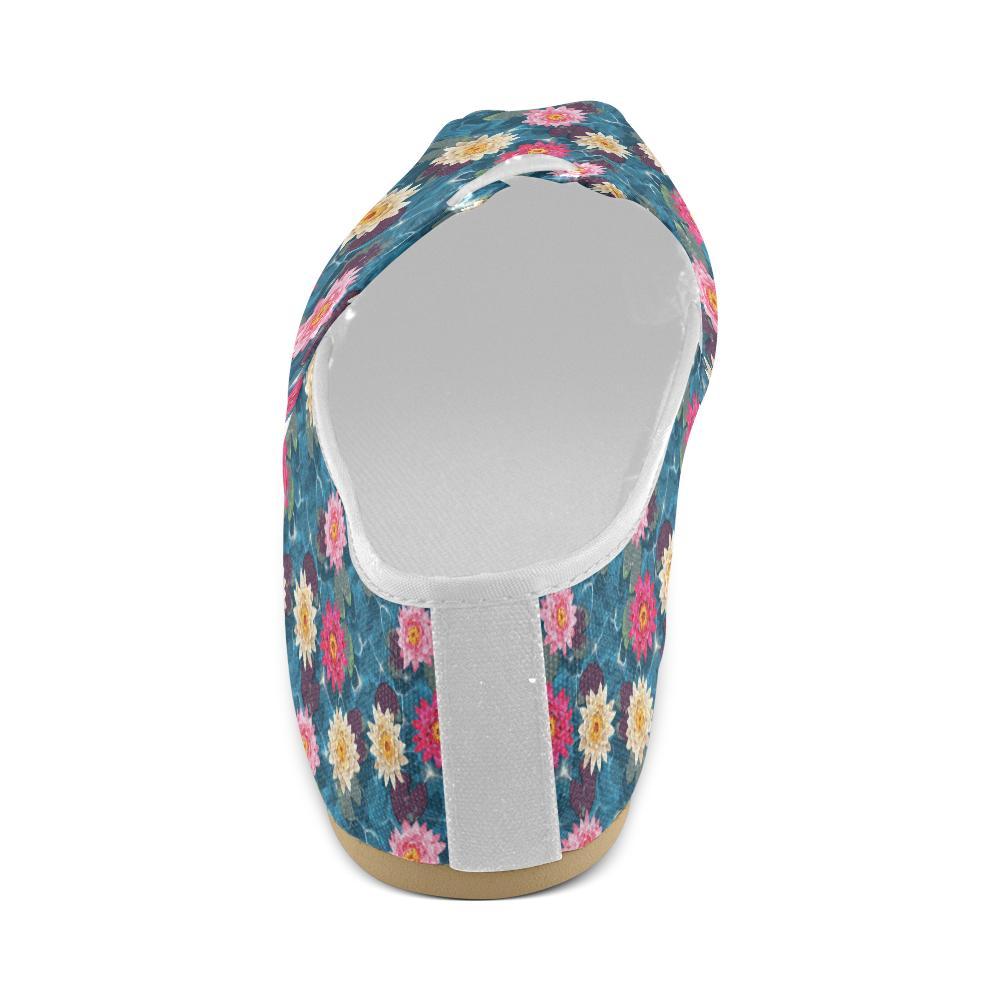 Water Lily Pattern Print Design WL05 Women Casual Shoes-JorJune.com
