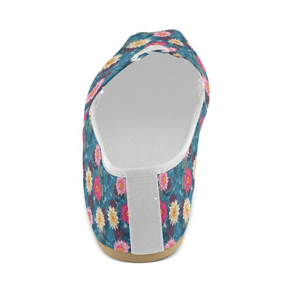 Water Lily Pattern Print Design WL05 Women Casual Shoes-JorJune.com