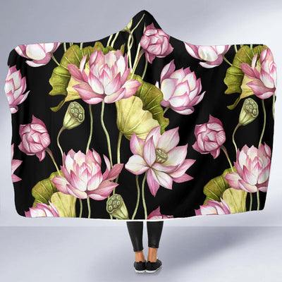 Water Lily Pattern Print Design WL06 Hooded Blanket-JORJUNE.COM