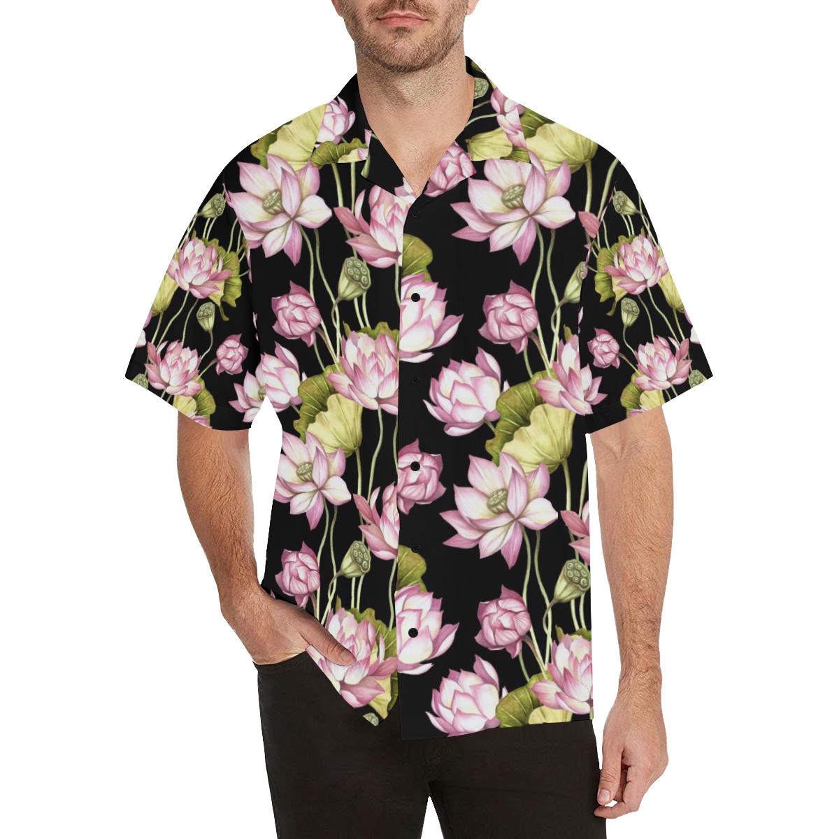 Water Lily Pattern Print Design WL06 Men Hawaiian Shirt-JorJune
