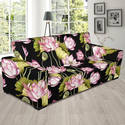 Water Lily Pattern Print Design WL06 Sofa Slipcover-JORJUNE.COM