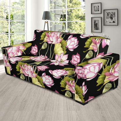 Water Lily Pattern Print Design WL06 Sofa Slipcover-JORJUNE.COM