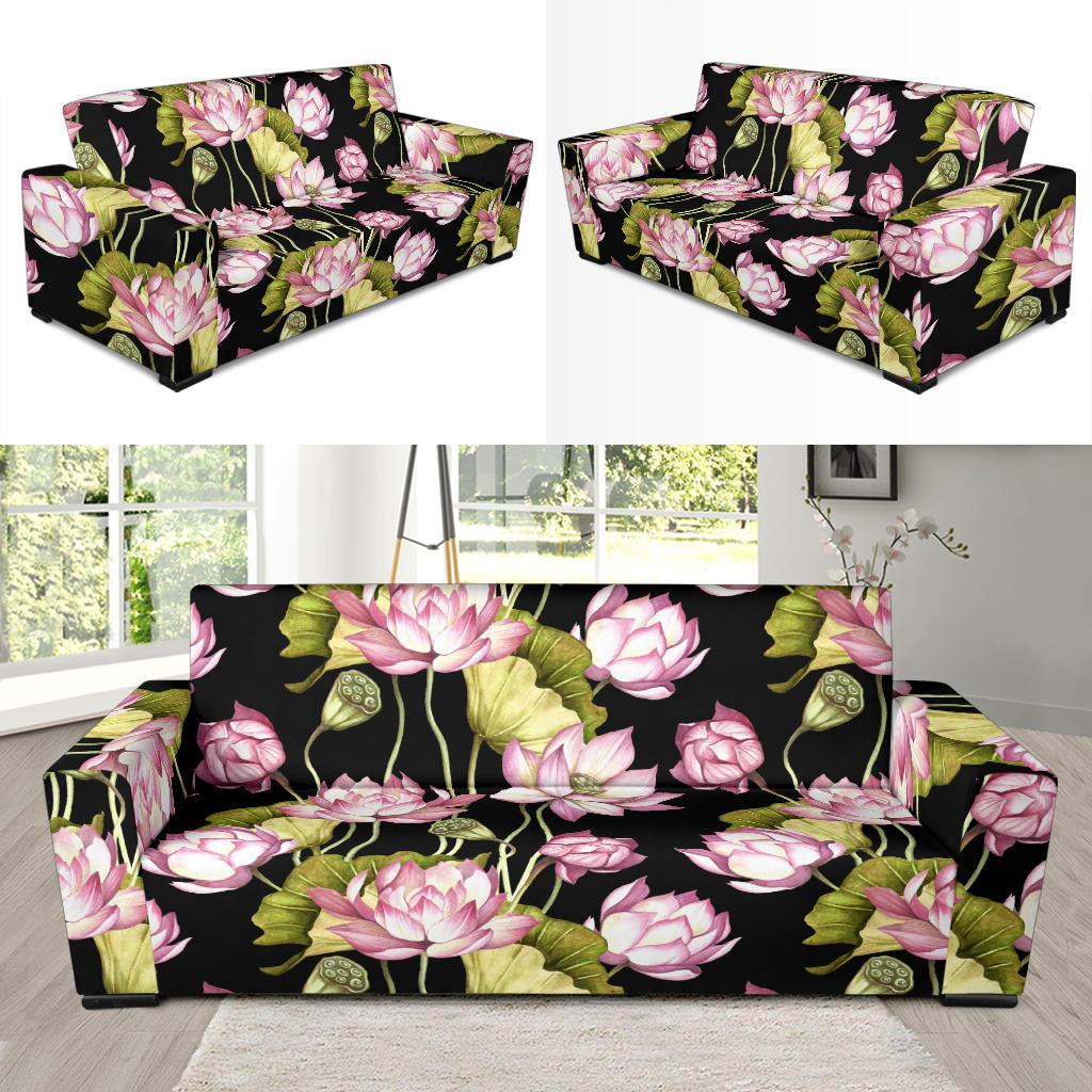 Water Lily Pattern Print Design WL06 Sofa Slipcover-JORJUNE.COM