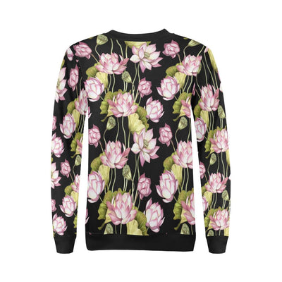 Water Lily Pattern Print Design WL06 Women Long Sleeve Sweatshirt-JorJune
