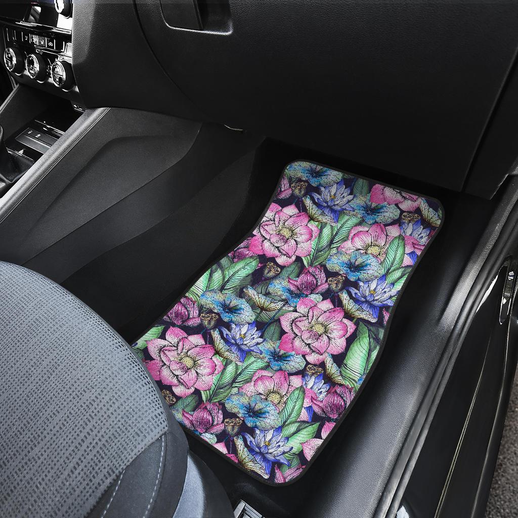 Water Lily Pattern Print Design WL07 Car Floor Mats-JORJUNE.COM