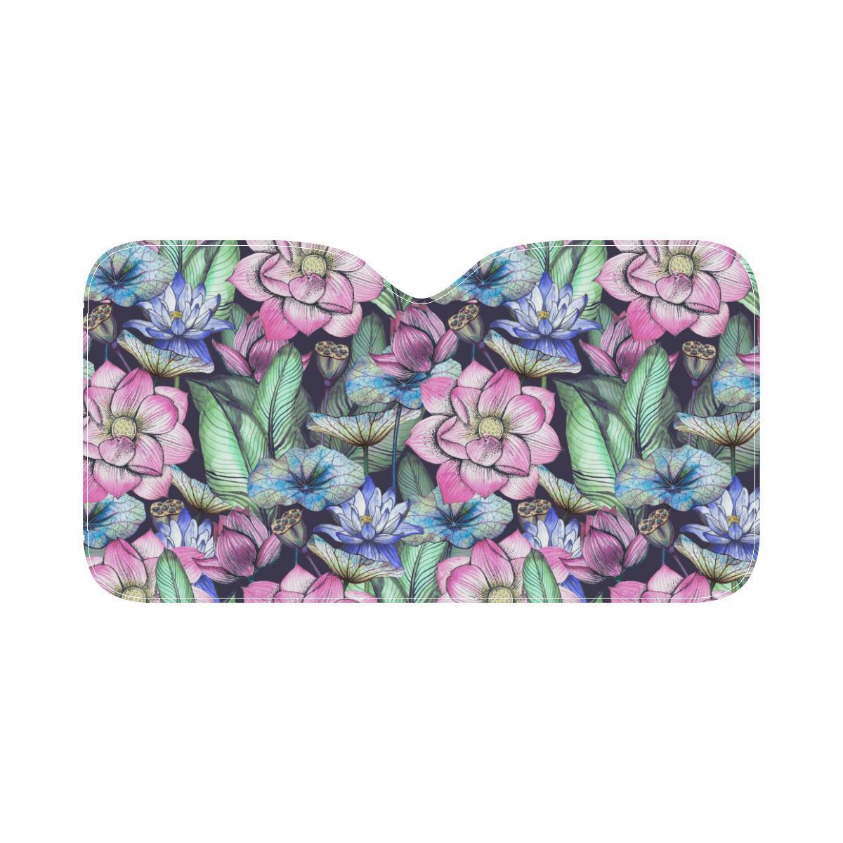 Water Lily Pattern Print Design WL07 Car Sun Shade-JorJune