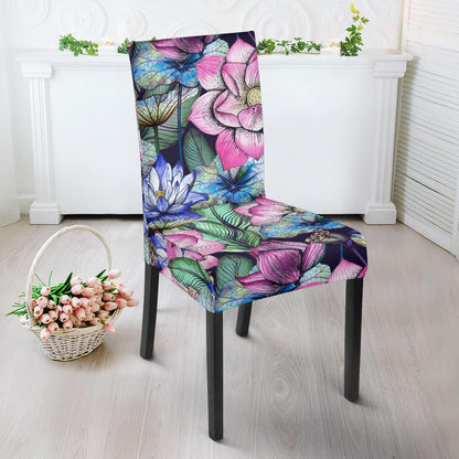 Water Lily Pattern Print Design WL07 Dining Chair Slipcover-JORJUNE.COM