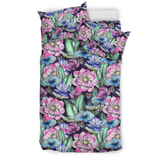 Water Lily Pattern Print Design WL07 Duvet Cover Bedding Set-JORJUNE.COM