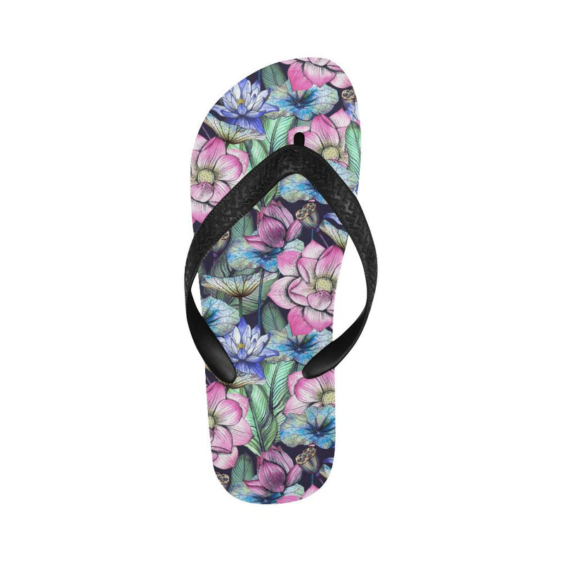 Water Lily Pattern Print Design WL07 Flip Flops-JorJune