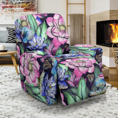 Water Lily Pattern Print Design WL07 Recliner Slipcover-JORJUNE.COM