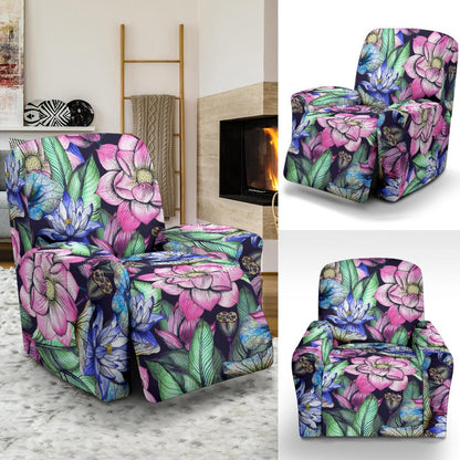 Water Lily Pattern Print Design WL07 Recliner Slipcover-JORJUNE.COM