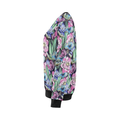 Water Lily Pattern Print Design WL07 Women Long Sleeve Sweatshirt-JorJune