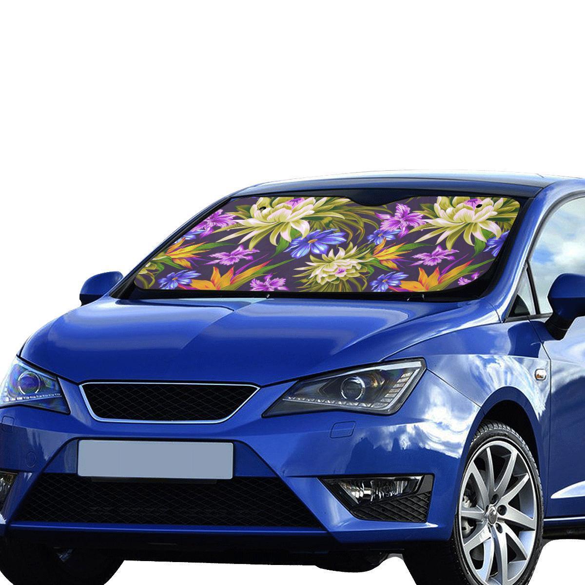 Water Lily Pattern Print Design WL08 Car Sun Shade-JorJune