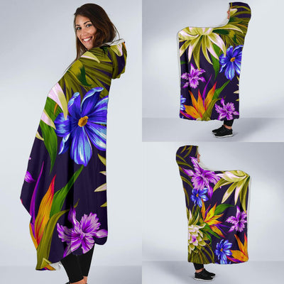 Water Lily Pattern Print Design WL08 Hooded Blanket-JORJUNE.COM