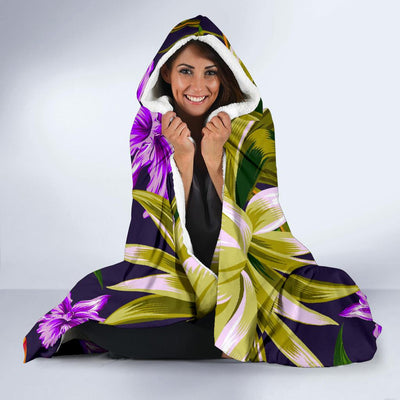 Water Lily Pattern Print Design WL08 Hooded Blanket-JORJUNE.COM