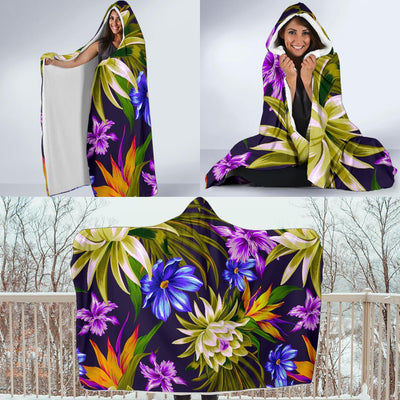 Water Lily Pattern Print Design WL08 Hooded Blanket-JORJUNE.COM