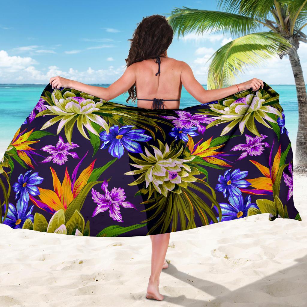 Water Lily Pattern Print Design WL08 Sarong Pareo Wrap-JORJUNE.COM