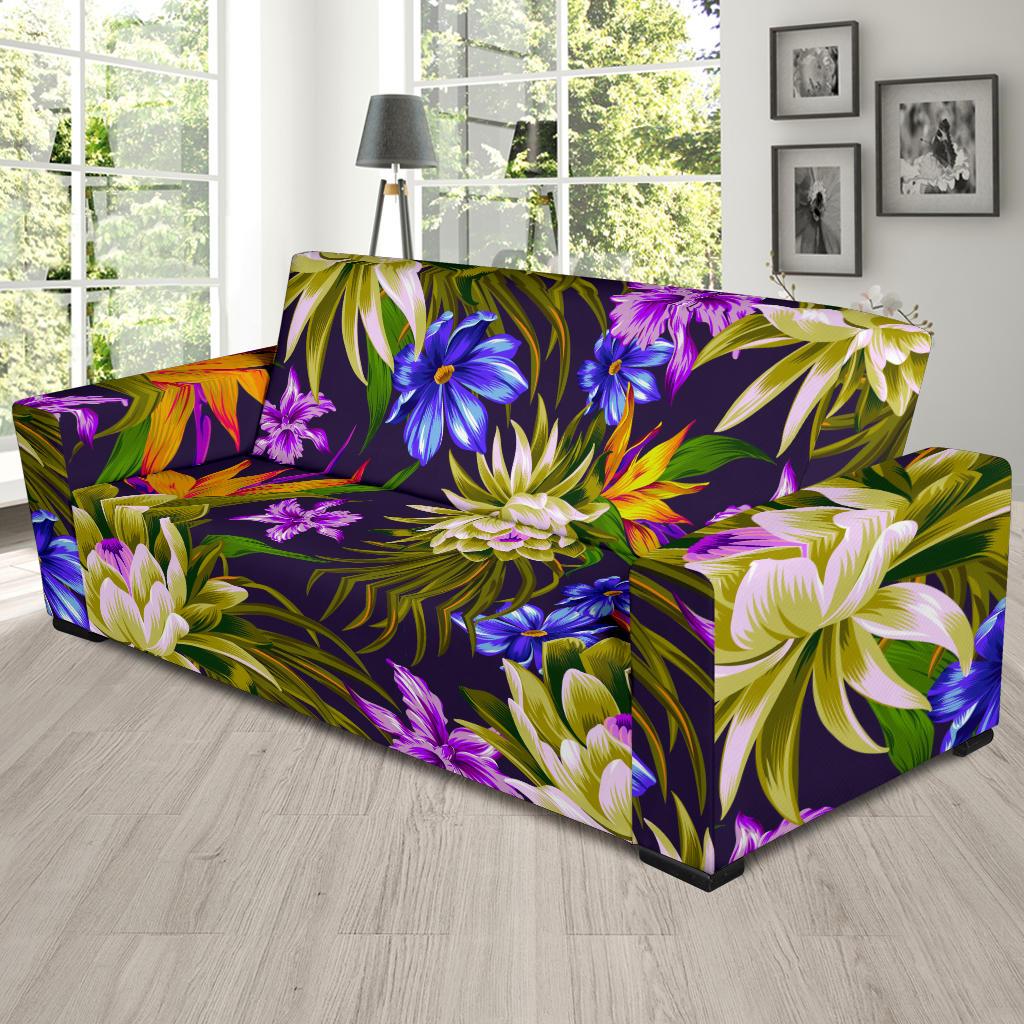 Water Lily Pattern Print Design WL08 Sofa Slipcover-JORJUNE.COM