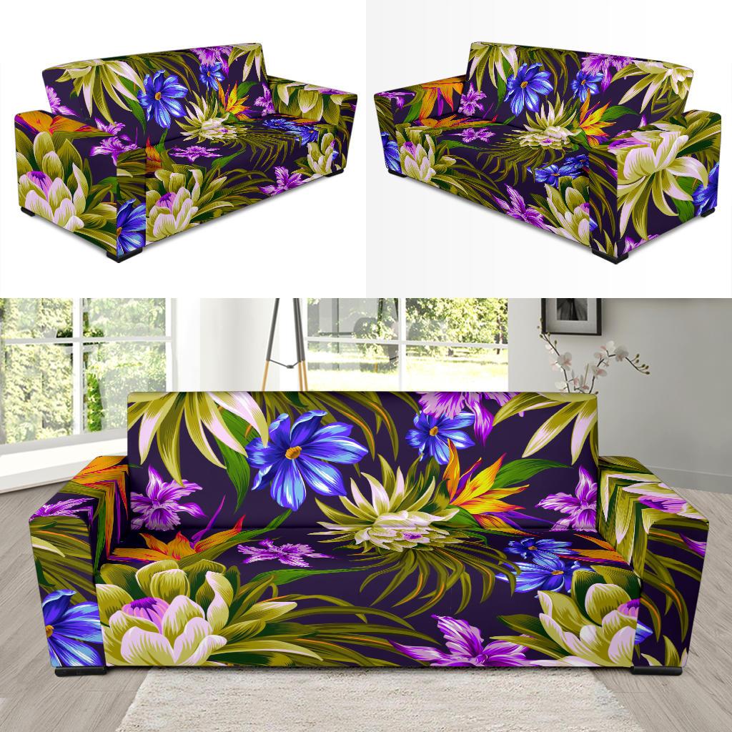 Water Lily Pattern Print Design WL08 Sofa Slipcover-JORJUNE.COM